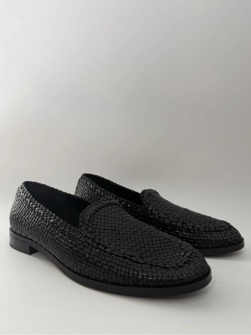 Cos Hand Woven Leather Black Loafers